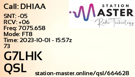 QSL Card for G7LHK QSO with DH1AA