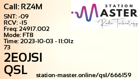 QSL Card for 2E0JSI QSO with RZ4M