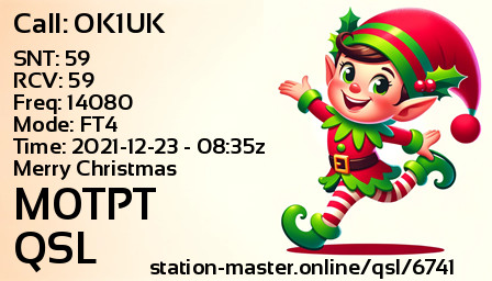 QSL Card for M0TPT QSO with OK1UK