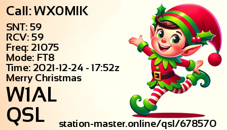 QSL Card for W1AL QSO with WX0MIK