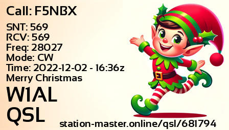 QSL Card for W1AL QSO with F5NBX