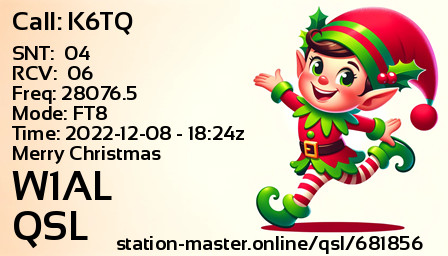 QSL Card for W1AL QSO with K6TQ