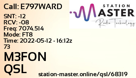 QSL Card for M3FON QSO with E797WARD
