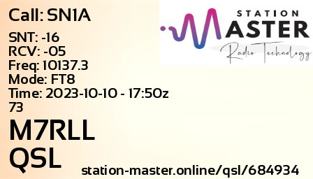 QSL Card for M7RLL QSO with SN1A