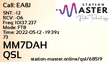 QSL Card for MM7DAH QSO with EA8J