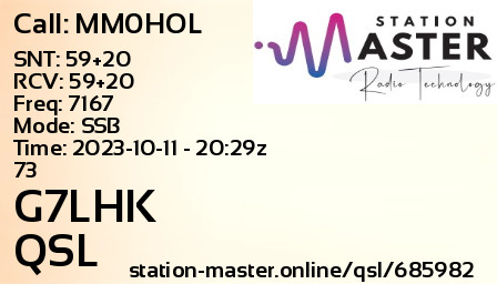 QSL Card for G7LHK QSO with MM0HOL