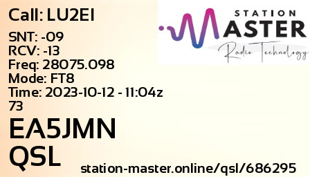 QSL Card for EA5JMN QSO with LU2EI