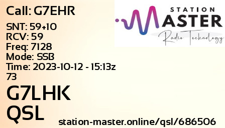 QSL Card for G7LHK QSO with G7EHR