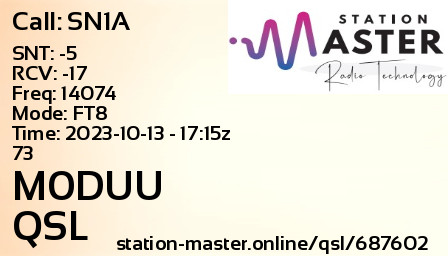 QSL Card for M0DUU QSO with SN1A