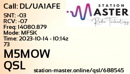 QSL Card for M5MOW QSO with DL/UA1AFE