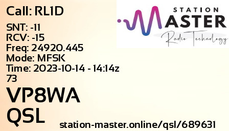QSL Card for VP8WA QSO with RL1D