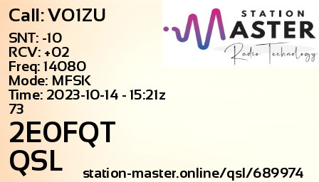QSL Card for 2E0FQT QSO with VO1ZU