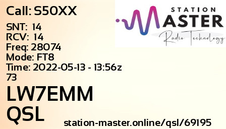 QSL Card for LW7EMM QSO with S50XX