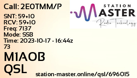 QSL Card for M1AOB QSO with 2E0TMM/P