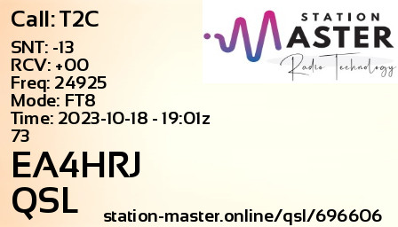 QSL Card for EA4HRJ QSO with T2C