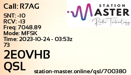 QSL Card for 2E0VHB QSO with R7AG