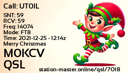 QSL Card for M0KCV QSO with UT0IL