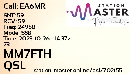 QSL Card for MM7FTH QSO with EA6MR