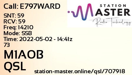 QSL Card for M1AOB QSO with E797WARD