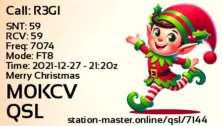 QSL Card for M0KCV QSO with R3GI