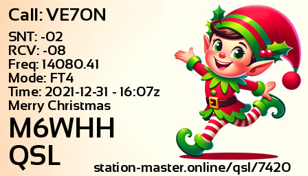 QSL Card for M6WHH QSO with VE7ON