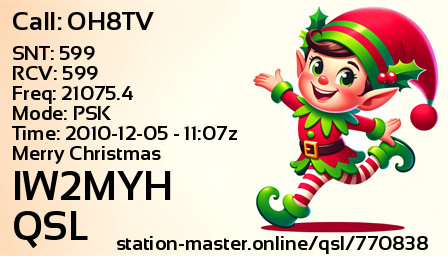 QSL Card for IW2MYH QSO with OH8TV