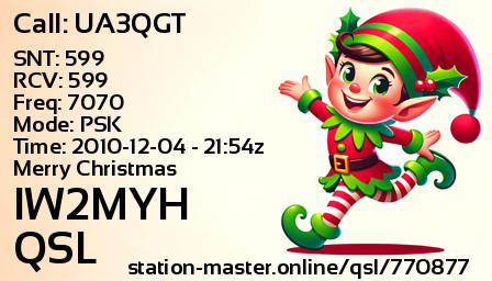 QSL Card for IW2MYH QSO with UA3QGT