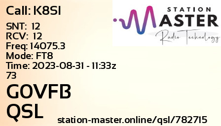 QSL Card for G0VFB QSO with K8SI