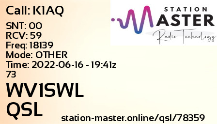 QSL Card for WV1SWL QSO with K1AQ