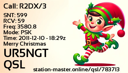 QSL Card for UR5NGT QSO with R2DX/3