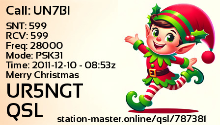 QSL Card for UR5NGT QSO with UN7BI