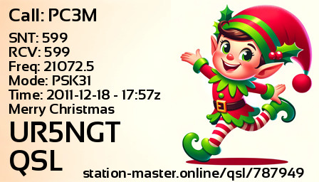 QSL Card for UR5NGT QSO with PC3M