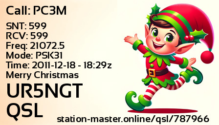 QSL Card for UR5NGT QSO with PC3M