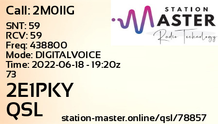 QSL Card for 2E1PKY QSO with 2M0IIG