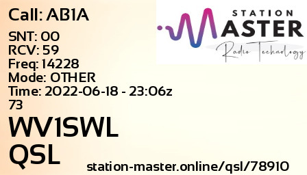 QSL Card for WV1SWL QSO with AB1A