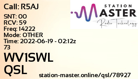 QSL Card for WV1SWL QSO with R5AJ