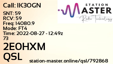 QSL Card for 2E0HXM QSO with IK3OGN