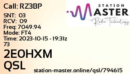QSL Card for 2E0HXM QSO with RZ3BP