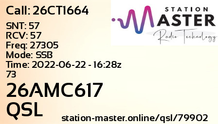 QSL Card for 26AMC617 QSO with 26CT1664