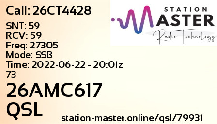 QSL Card for 26AMC617 QSO with 26CT4428