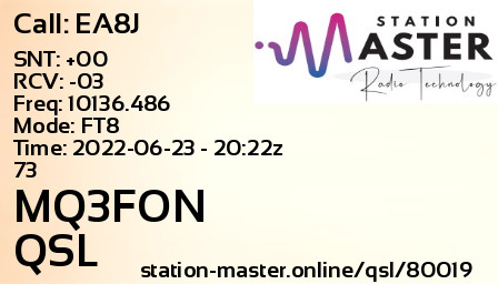 QSL Card for MQ3FON QSO with EA8J
