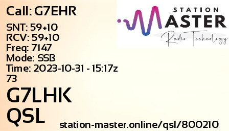 QSL Card for G7LHK QSO with G7EHR