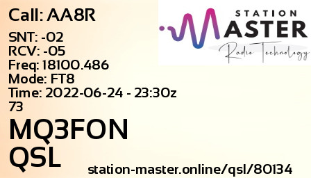 QSL Card for MQ3FON QSO with AA8R