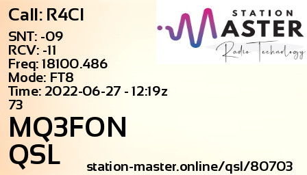 QSL Card for MQ3FON QSO with R4CI