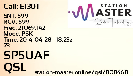 QSL Card for SP5UAF QSO with EI30T