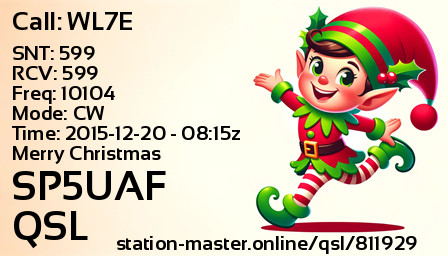QSL Card for SP5UAF QSO with WL7E