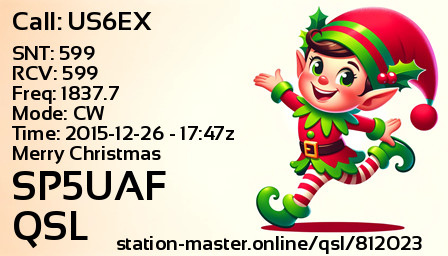 QSL Card for SP5UAF QSO with US6EX