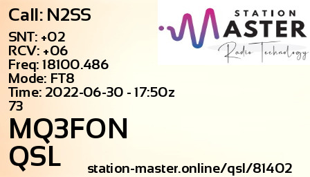 QSL Card for MQ3FON QSO with N2SS