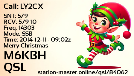 QSL Card for M6KBH QSO with LY2CX