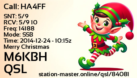 QSL Card for M6KBH QSO with HA4FF